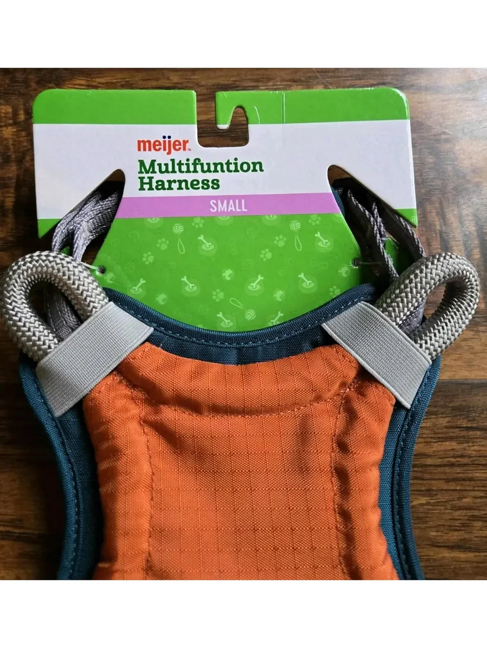 Meijer Multifunction Dog Harness Green Orange & Removable Frisbee Toy Sm 17